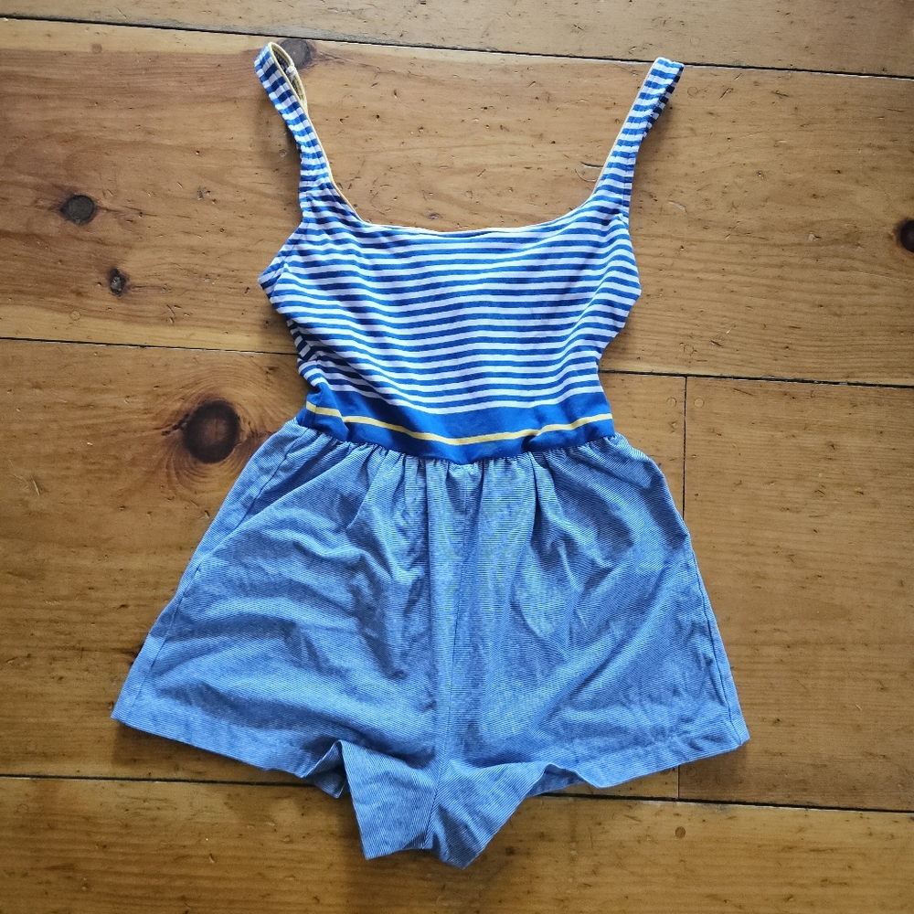 Authentic Vintage Cotton Romper Swim Bathing Suit
